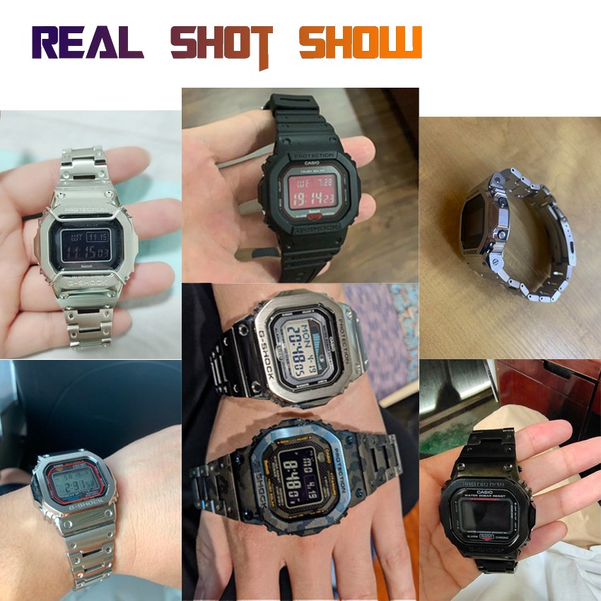 حالة المعادن + مدي حزام ل g-shock DW5600/5610 GW5600E الفولاذ المقاوم للصدأ حزام (استيك) ساعة ل كاسيو DW/GW5000 DW5035 ووتش اكسسوارات