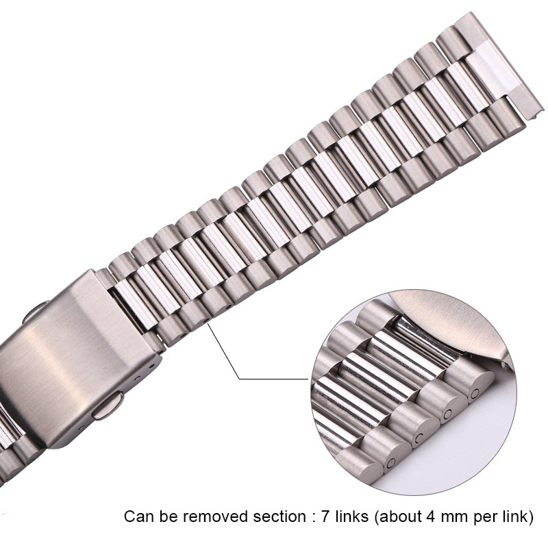 Women's stainless steel watch band, silver and gold watch band, 12mm, 14mm, 16mm, 18mm, 20mm, with buckle