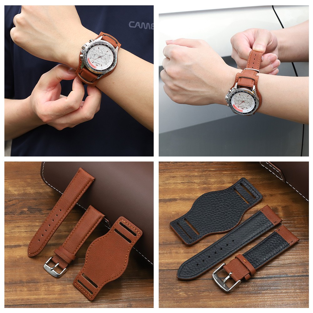 Genuine Leather Watchband 18mm 20mm 22mm Replacement Soft Watch Strap Coffee Black Brown Men Wrist Bracelets Sport Watches