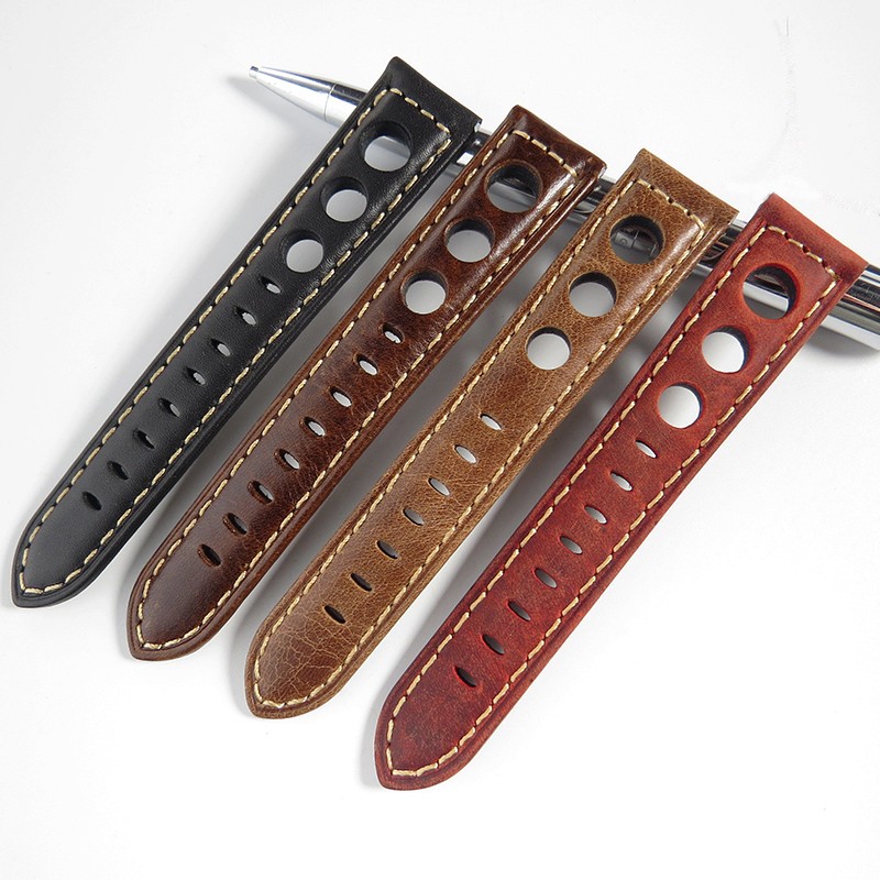 Retro Watch Strap 20mm 22mm 24mm Genuine Leather Watches Men Women Wristwatch Accessories Correa Samsung Galaxy Active 2