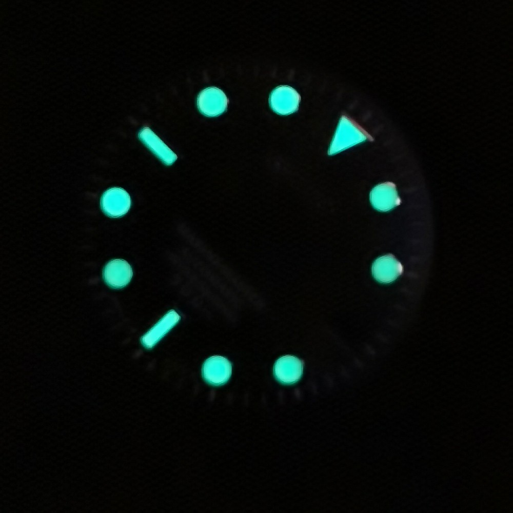 Modified Sunburst Watch Black Dial 29mm Green Luminous For Seiko NH35 Diver Movement Watch