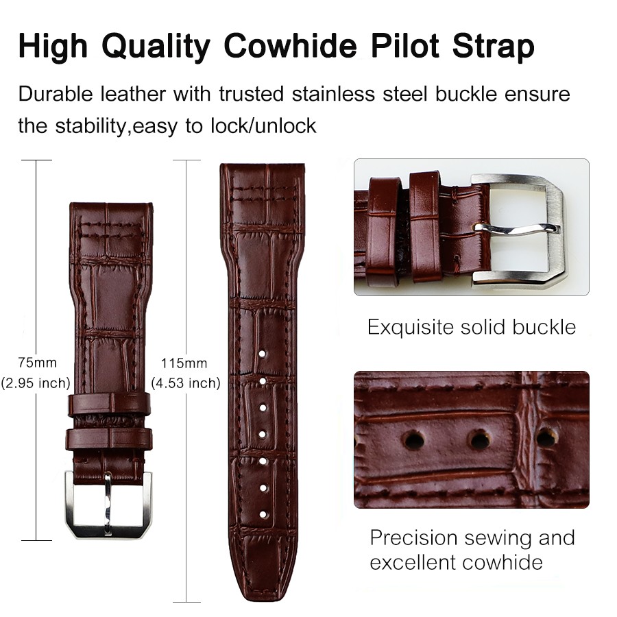 20mm 21mm 22mm Watchband for IWC Pilot Classic, Spitfire, Le Petit Prince Watch Strap Calf Genuine Leather Bracelet Watch Band