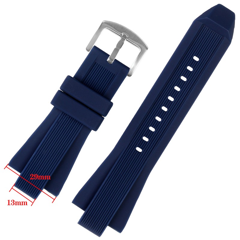 Rubber Watch Strap for MK MK8184 MK8152 MK9020 MK8730 MK8761 8295 8296 Convex Silicone Watch Band Men's Watch Band 29*13mm Black Blue