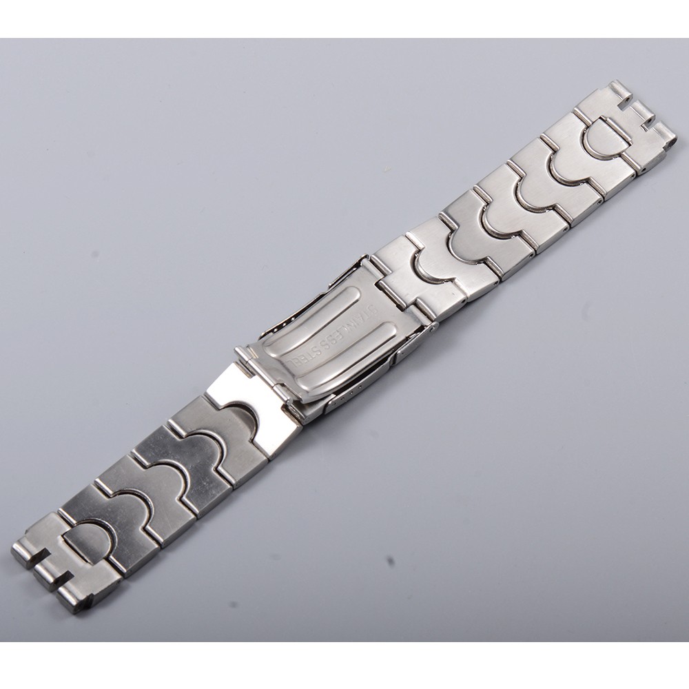 Classic 17*19mm 20*22mm Solid Stainless Watchband For Swatch Watch Bnad Strap Men Women Wristband Stock Silver Logo