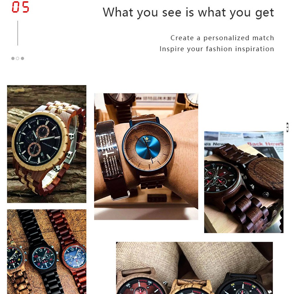 Kunhuang Business Men's Watch Wooden Stopwatch Date Display Chronograph Quartz Wrist Watches relogio masculino