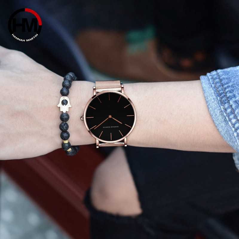 Women Watch 1 Set Bracelet Japan Quartz Simple Movement Waterproof Rose Gold Stainless Steel Mesh Ladies Watch relogio feminino