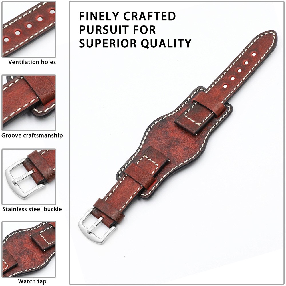 UThai G05 Cowhide Leather Hand Dyed Vintage Watch Rod 20mm22mm24mm Tray Watchband For Huawei Watch