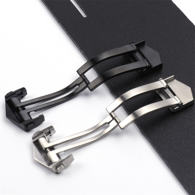 High qualitySilver Black Color Stainless Steel Watch Band Buckle For Tag Heuer Rubber Leather Strap Belt Carrera Clasp 18mm