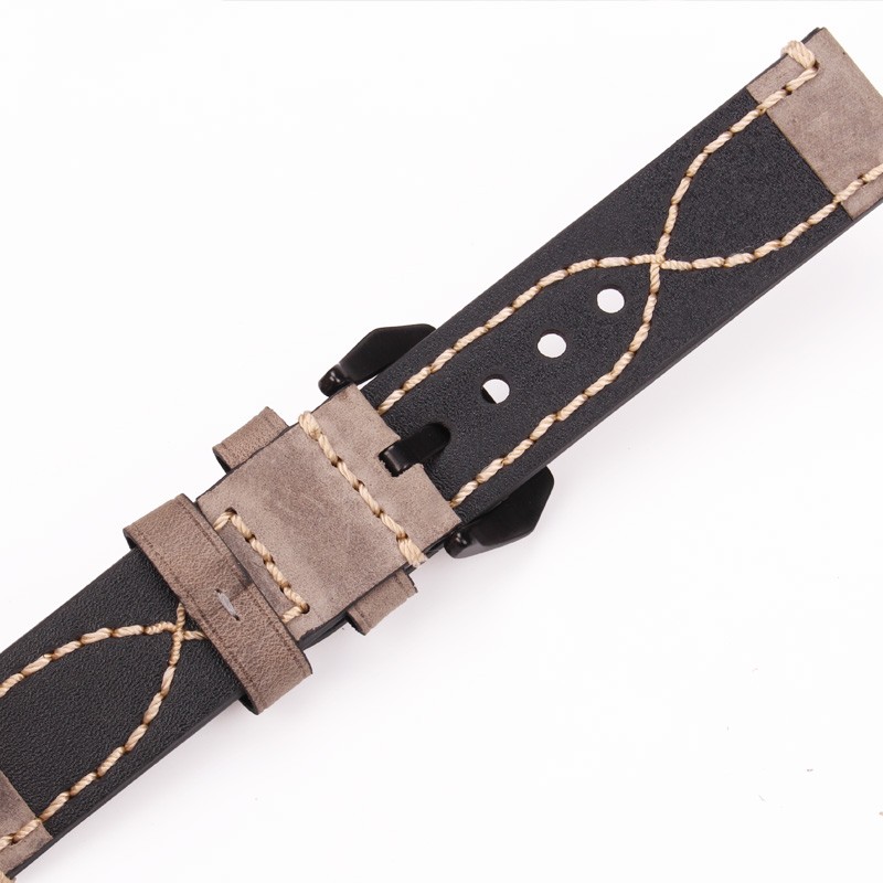 Handmade Genuine Leather Watch Band Strap 22mm 24mm Men Women Black Brown Green Gray Thick Watchband Stainless Steel Buckle