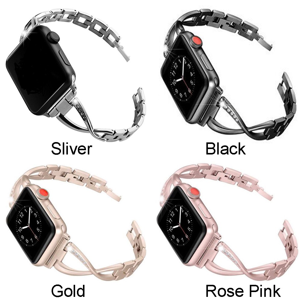 Luxury Band Bracelet Accessories Watch Strap Solid Unisex With Diamonds Wear Resistance Adjustable Fashion Business For IWatch