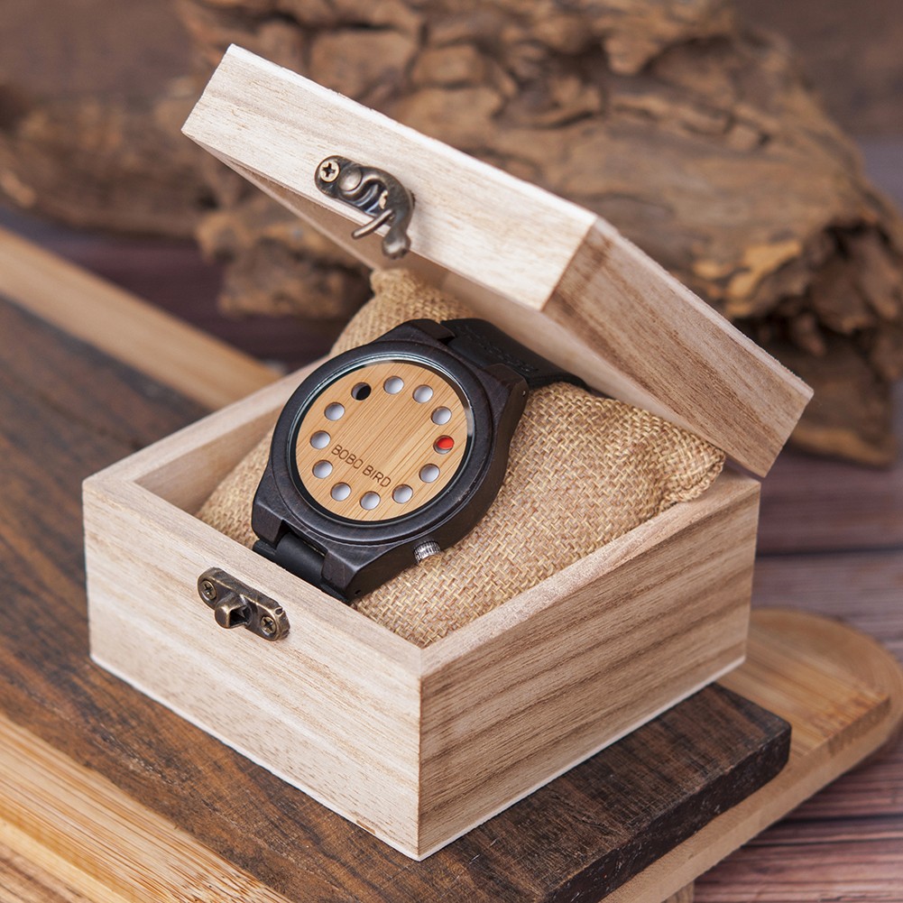 BOBO BIRD Classic Handmade Wooden Watches For Man Casual Fashion Customized Quartz Men Wristwatches Wooden Gift Box Dropshipping