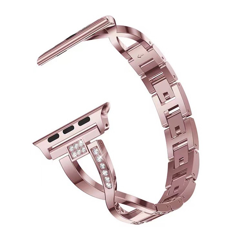 Diamond Bracelet for iWatch Series SE 7 6 5 4 Women Wristband for Apple Watch 38/40/41mm 42/44/45mm Band Metal X Shape Strap