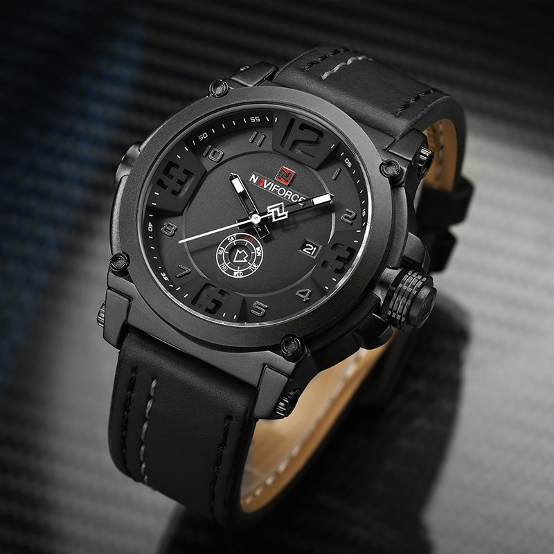 NAVIFORCE Men's Watch Fashion Sports Waterproof Wristwatches Male Military Leather Band Quartz Watch Calendar Relogio Masculino