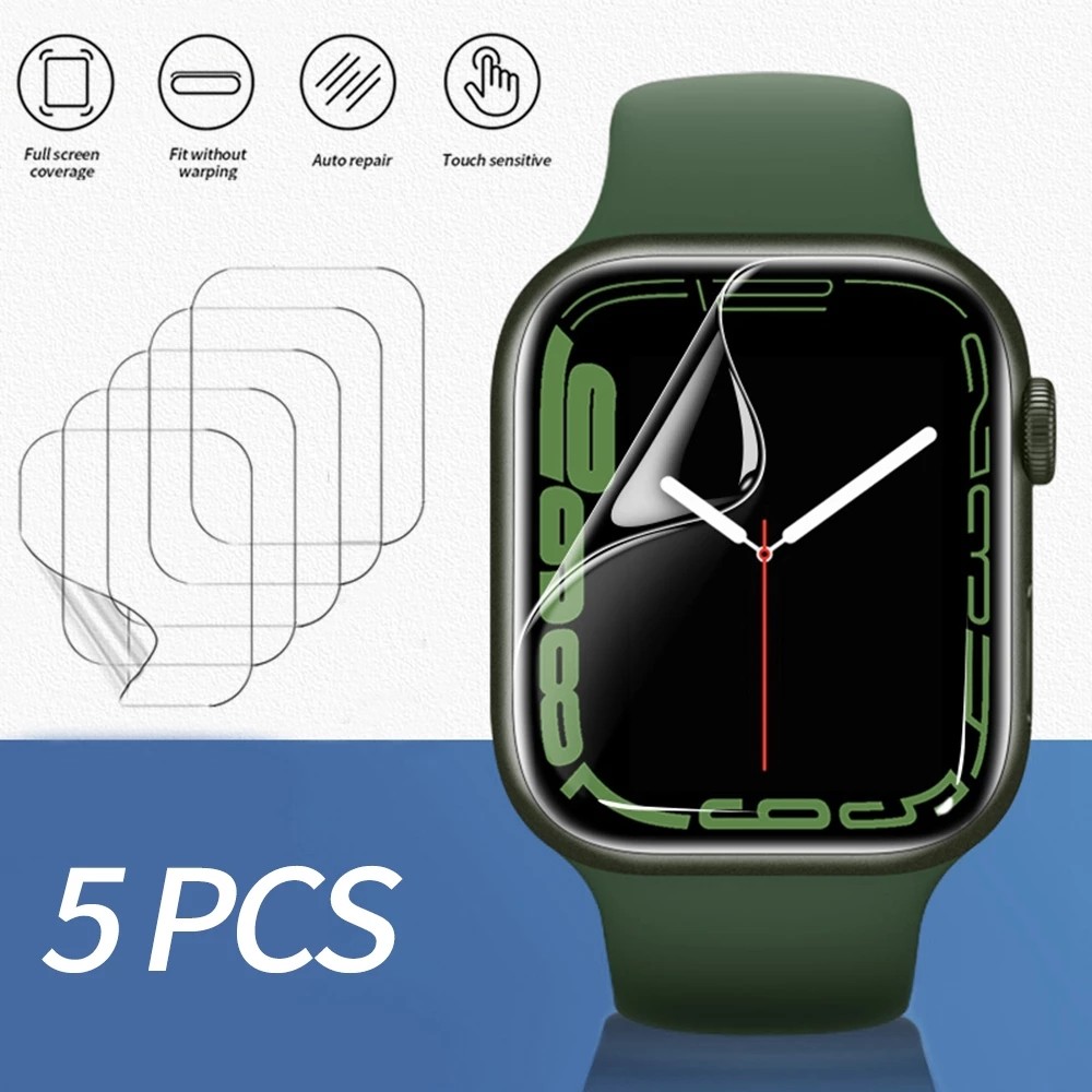 5pcs Hydrogel Film for Apple Watch 7 4 5 6 SE 45mm 41mm 40mm 44mm Screen Protector for Apple IWatch Series 1 2 3 38mm 42mm