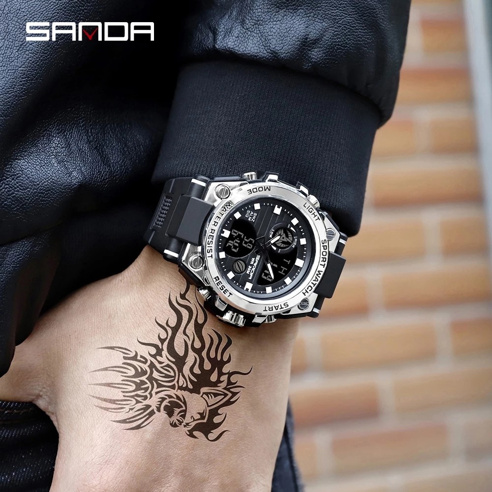 2022 New SANDA Sports Men's Watches Luxury Brand Japanese Military Movement Quartz Watch Men Waterproof S Shock Wristwatches