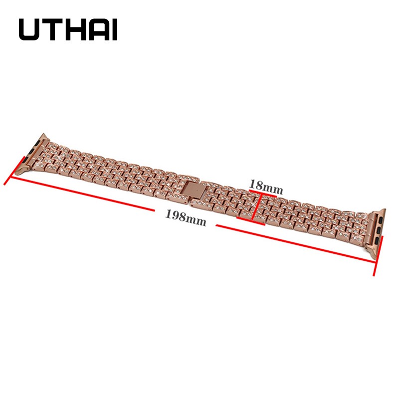 UThai P70 Watch for Men Apple Watch 44mm 38mm 40mm 42mm Series 7 Bands Smart Watch Stainless Steel Bracelet Strap with Diamonds