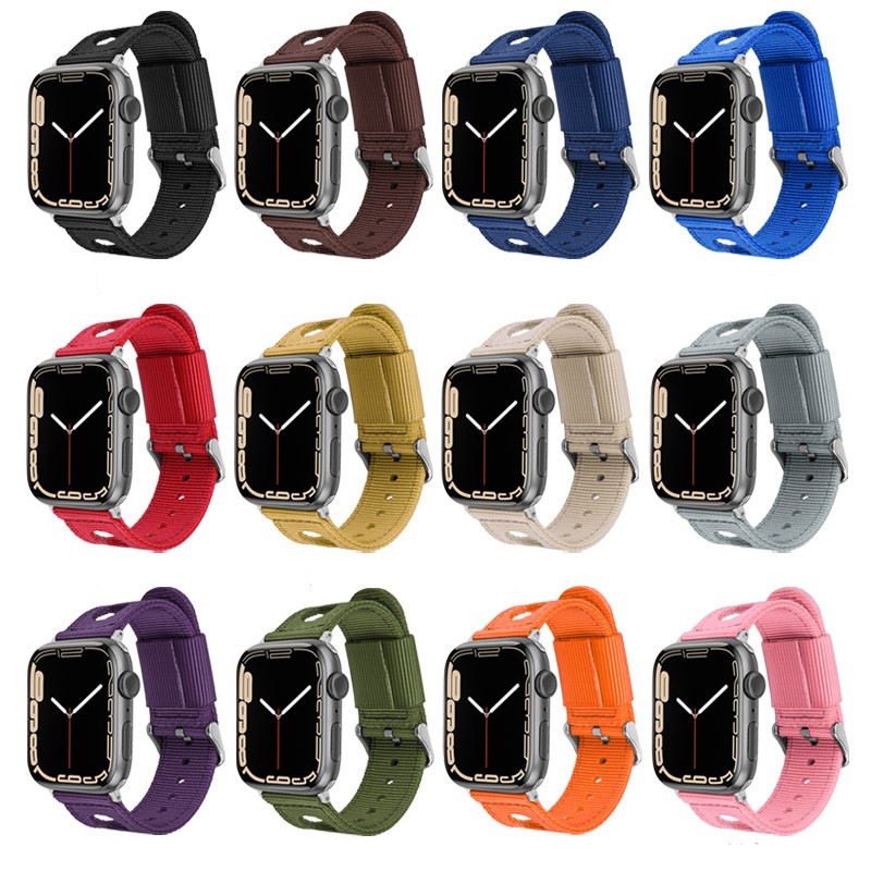 Nylon Strap Fit For Apple Watch iwatch7 High Quality Nylon Watch Strap For Apple Watch 7 6 5 4 3 2 1 Round Hole Waterproof Band