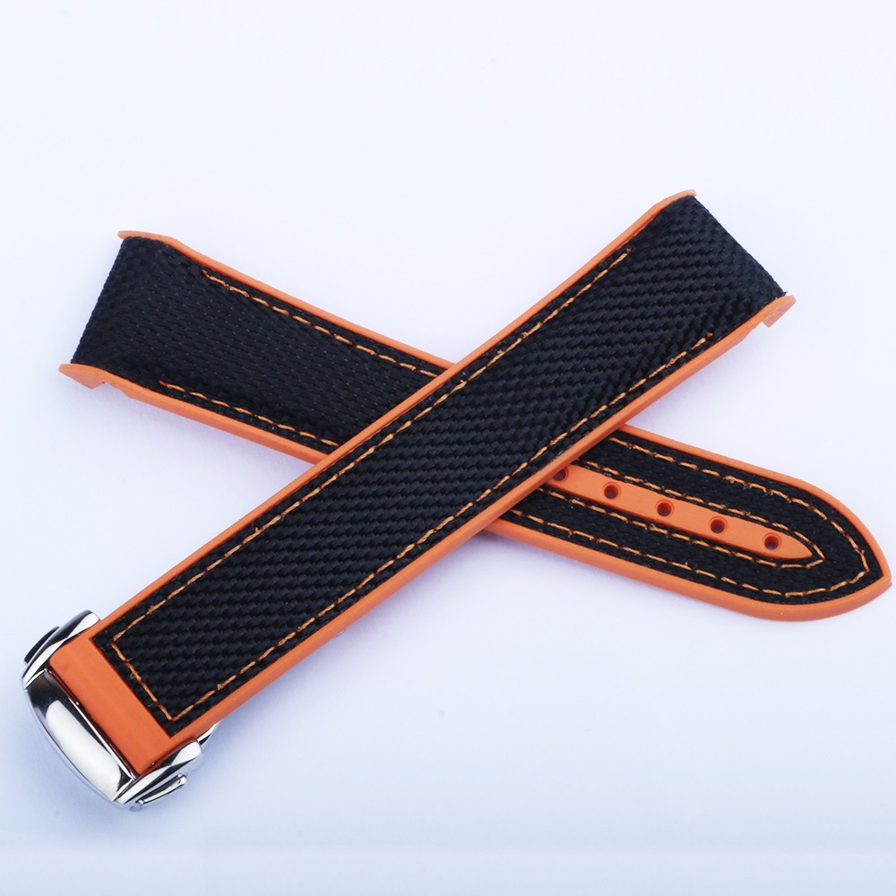 CARLYWET 20 21 22mm Black Orange Rubber Watch Band Strap for Omega Planet Ocean 300m 600m 43.5mm/600m 45.5mm