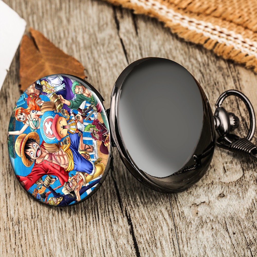 Cartoon Character Pattern Custom Men Fashion Pocket Watch With Neutral Thick Chain High-end Unisex Quartz Watches Birthday Gift