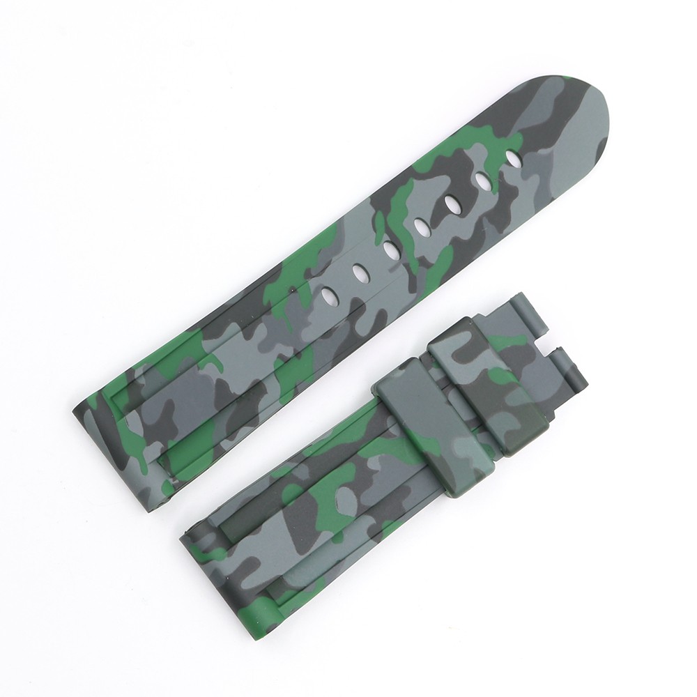 CARLYWET - Replacement watch strap, silicone rubber, waterproof, camo color, 24mm, wholesale, for Panerai Luminor