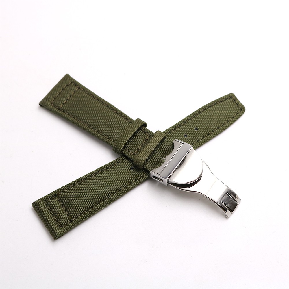 Carlewit 20 21 22mm High Quality Green Nylon Fabric Leather Band Wrist Watch Band Strap Strap with Deploying Clasp for Tudor