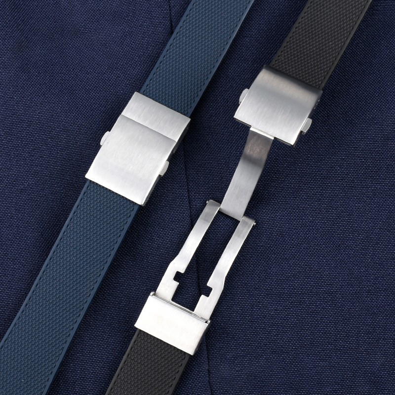 Curved End Rubber Watch Strap 21mm Watchband For Longines Conquest L37813567 L37813787 L3.781/782 Wristwatches Band