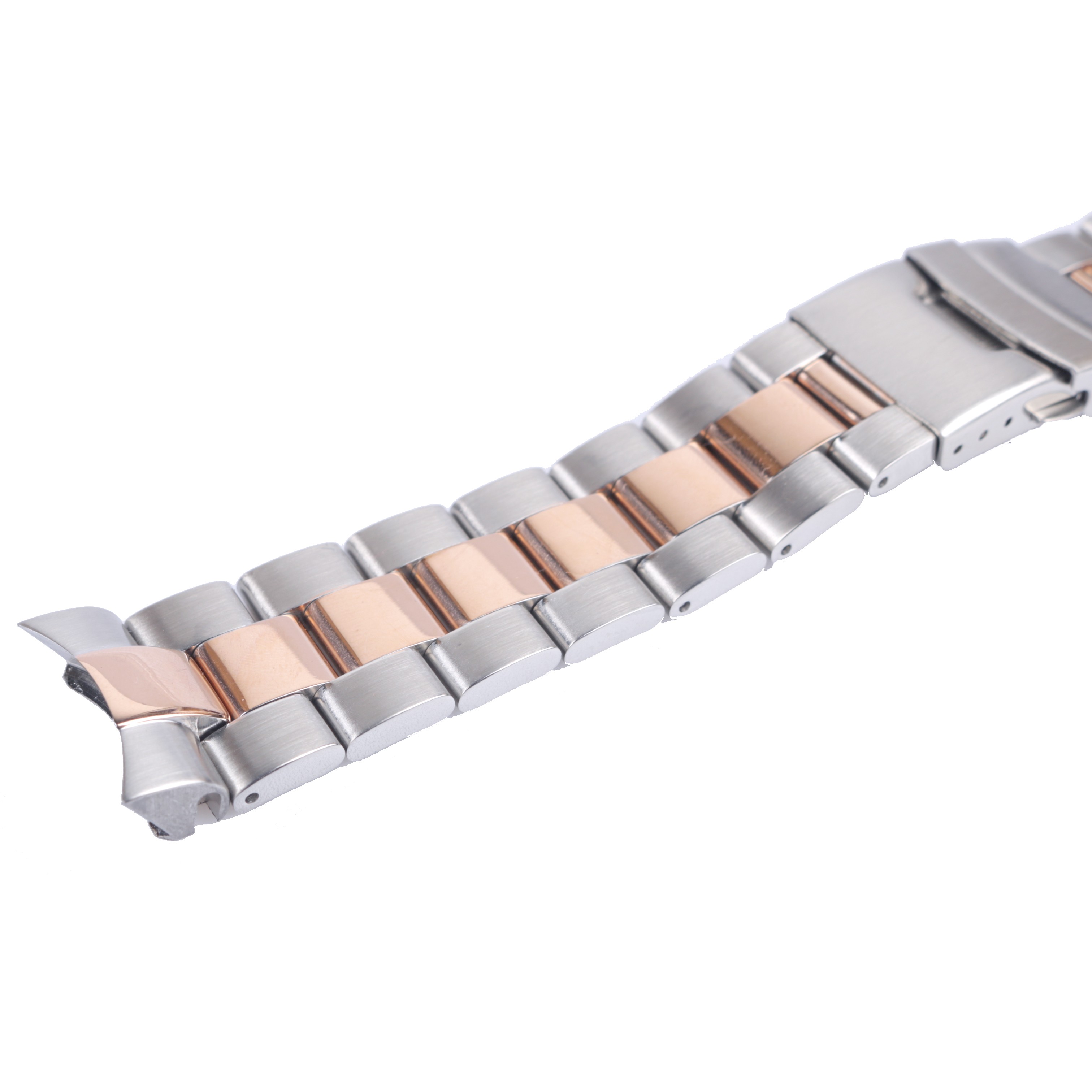 Carliwit 22mm Middle Pink Gold Stainless Steel Wrist Watch Band Replacement Metal Watchband Bracelet Double Push Clasp for Seiko
