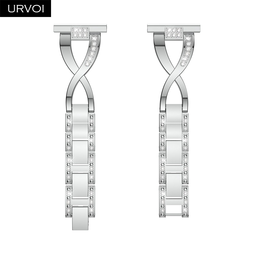 URVOI Band for Galaxy Watch Active Double X Strap Stainless Steel Fold Over Clasp with Zircon Quick Release Wrist Pins 42 46mm