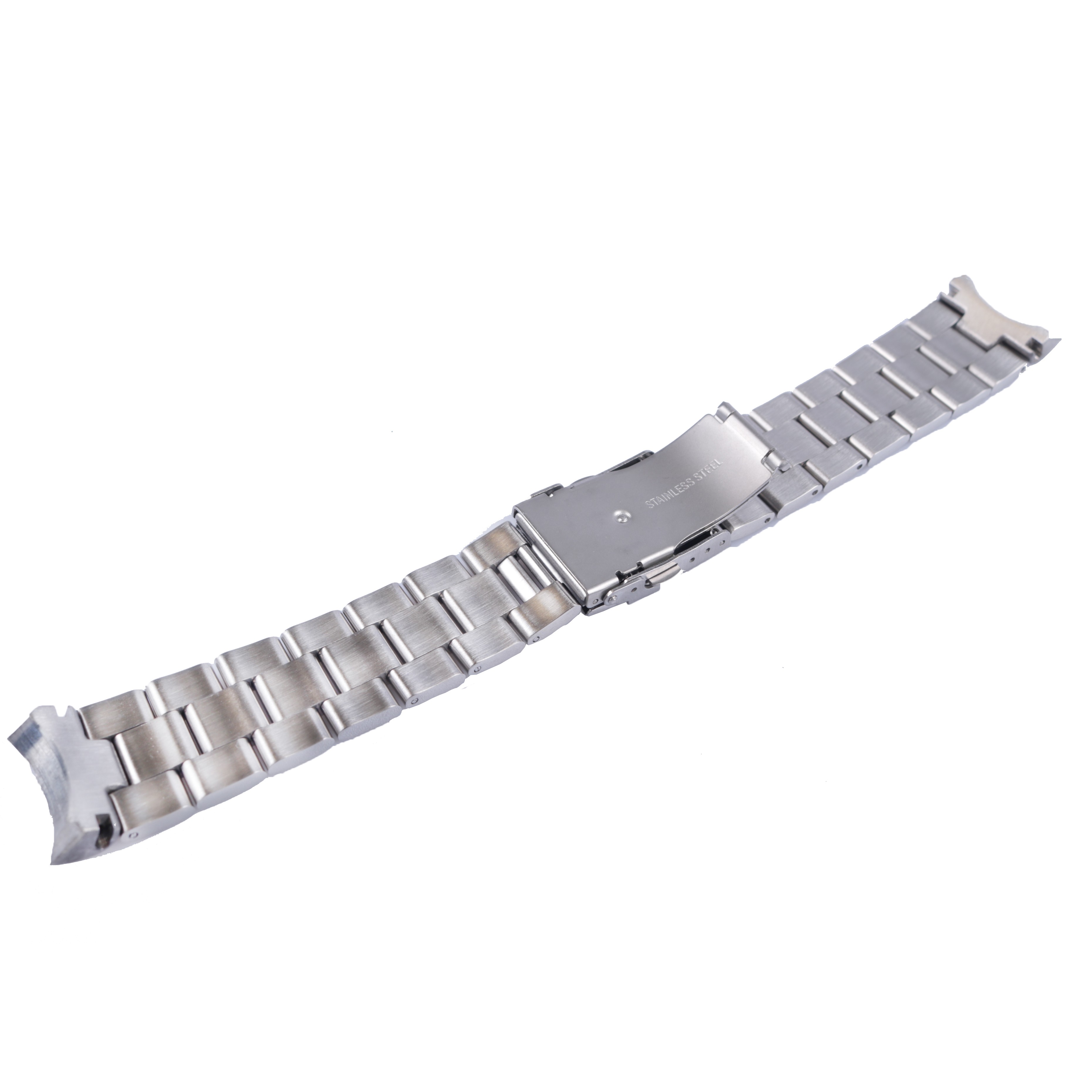 Rolamy - Metal watch band, 22mm, silver, stainless steel, double push clasp for Seiko