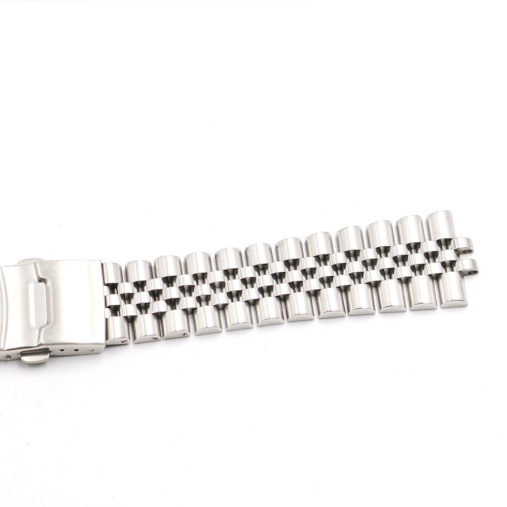 CARLYWET - 22mm Silver Jubilee Watch Band, Hollow Curved Tip, Solid Stainless Steel Screw Links, Silver for Seiko SKX 007