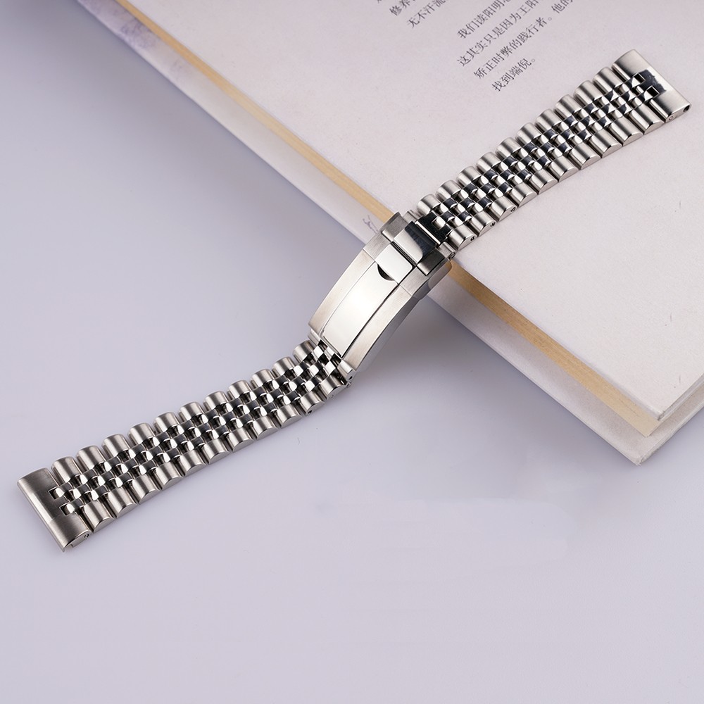 Carlewit 20 22mm Silver Stainless Steel Replacement Wrist Watchband Jubilee Bracelet With Oyster Clasp For Seiko Tudor Omega