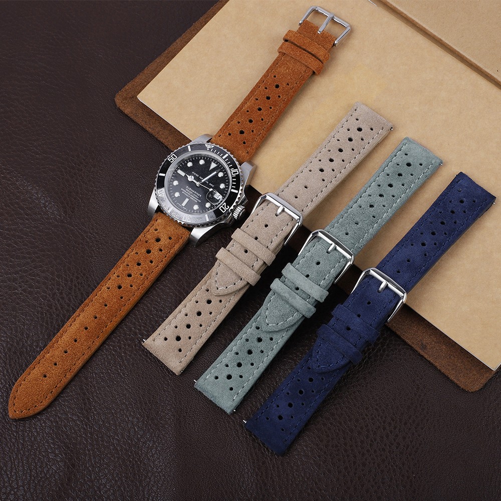 Soft Suede Leather Watch Band 18mm 19mm 20mm 22mm 24mm Blue Watch Straps Stainless Steel Buckle Watch Accessories