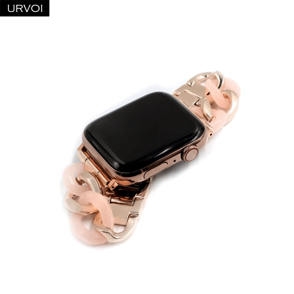URVOI Cow Boy Series Band for Apple Watch 7 6 SE 5 4 3 2 1 Stainless Steel Resin Strap for iwatch Strap Link Bracelet Modern Style