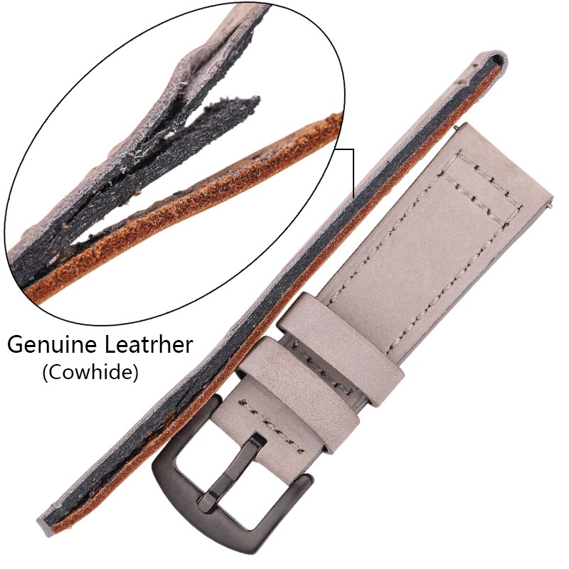 Cowhide Watches 18 20 22 24mm Women Men Quick Release For Samsung Gear S3 Genuine Leather Vintage Band Watch Strap