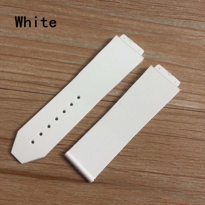 Watch Accessories 25*19mm Black Brown Gray White Blue Silicone Strap Watchband For HB Watch Strap Big Bang Fusion Chain Bracelet