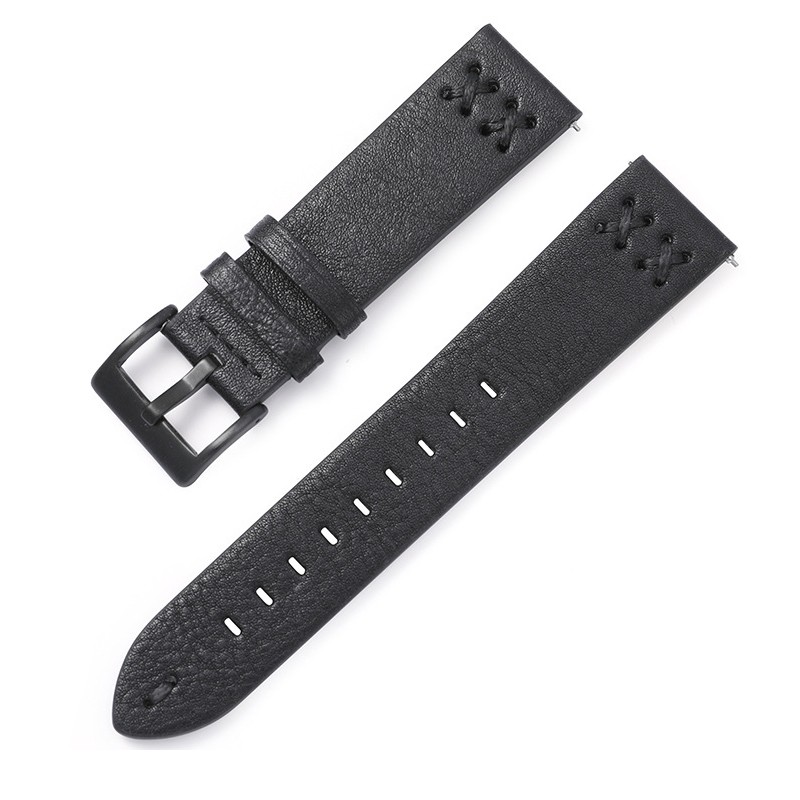 20mm 22mm Leather Watch Strap For Samsung Galaxy Watch 4 42mm 46mm Huawei Watch GT Black Buckle Wrist Watch Strap Bracelet