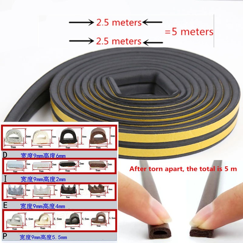 10M DIPE Self-adhesive Door and Window Sealing Tape Glass Window Anti-collision Rubber Tape Foam Sound Insulation Tape