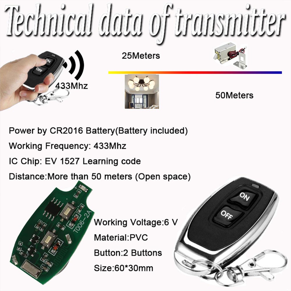 DIY Wireless 433MHz Universal Remote Control Switch DC 12V 24V 48V 60V 72V 30a High Power Relay Receiver Modulifor Car WaterPump