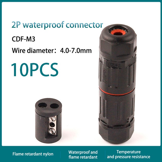 10pcs IP68 2/3 Pin Waterproof Connector Straight Electrical Wire CableConnector Outdoor Plug Socket Terminal Block Junction Box