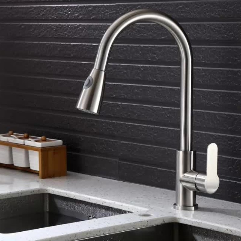 Kitchen pull-out telescopic cold and hot random pull-out faucet sink basin dishwasher mixing valve