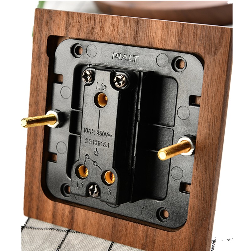 High-grade retro American industrial style light switch socket, solid wood brass toggle switch panel, antique home stay switch