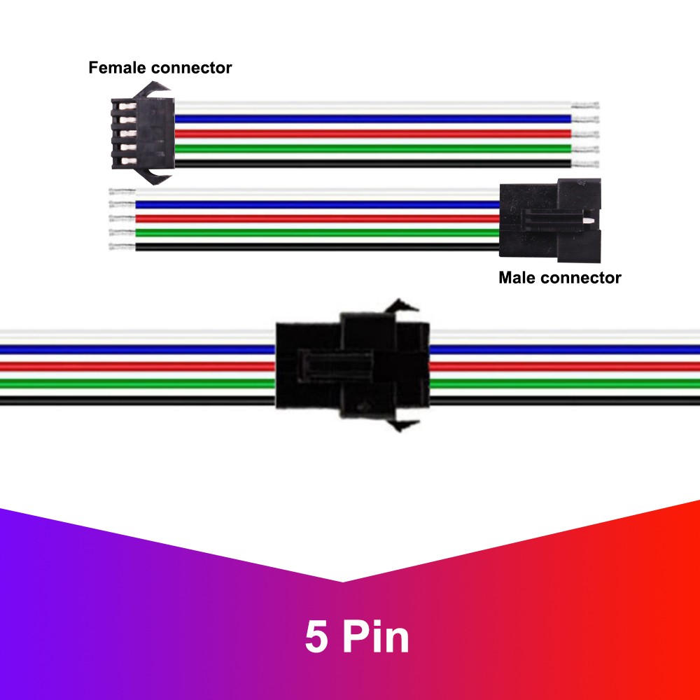 JST LED Connectors 2/3/4/5/6 Pin Extension Cable SM Male Female Wires for 3528 5050 RGB RGBW RGBWW LED Strip Light