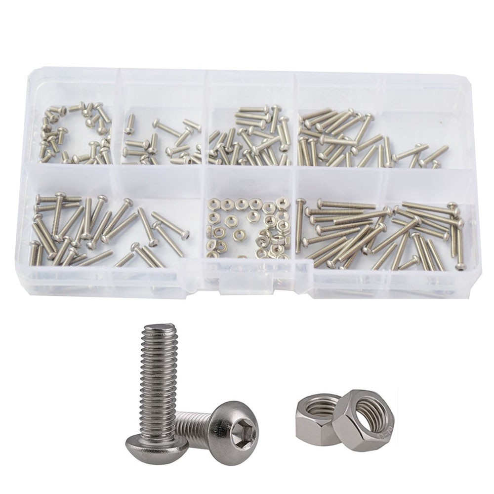 Hex Button Socket Head Cap Screw Nut Hexagon Metric Thread Machine Bolt Assortment Set 304 Stainless Steel M2 M3 M4 M5 M6