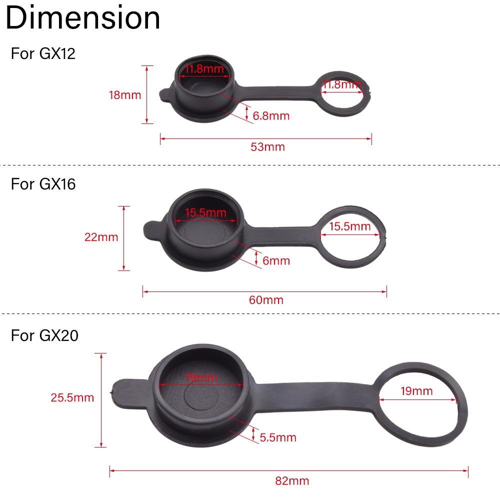 3/5/10pcs GX12 GX16 GX20 Aviation Circular Plug Socket Waterproof Dust Cover Welding Cable Connectors Rubber Protective Cover