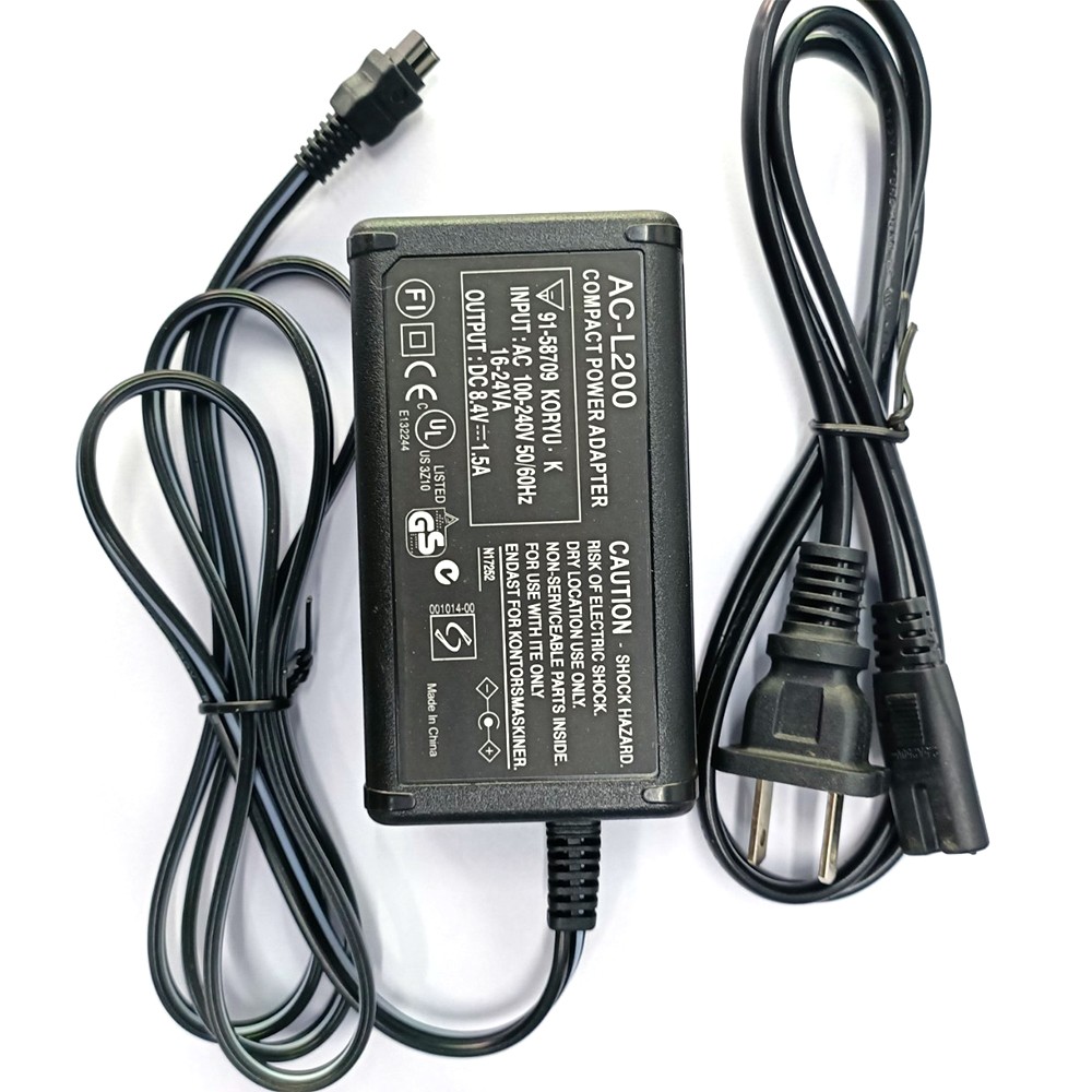 AC-L200 AC Power Adapter Sony Handycam DCR-SX40 SX41 SX45 SX60 SX65, DCR-DVD7 DVD105 DVD108 DVD203 DVD308 DVD610 Camera