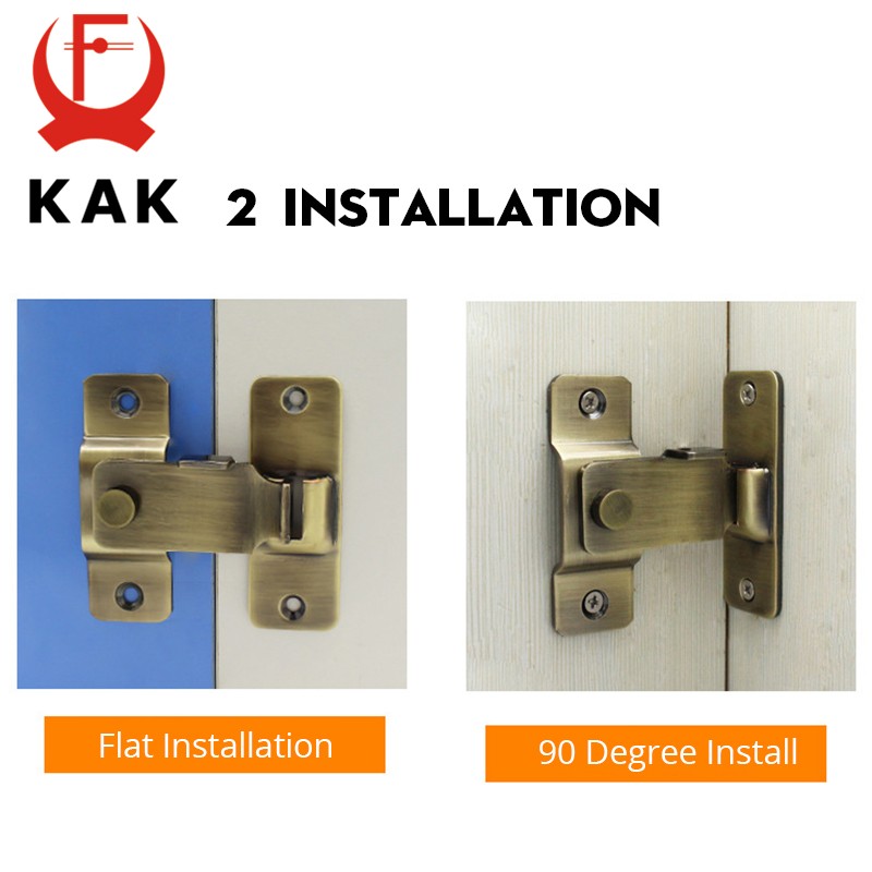 KAK 304 - Stainless Steel Door Lock, 90 Degree Angle Door Lock, Security Sliding Chain, Anti-theft Door Lock, Accessory