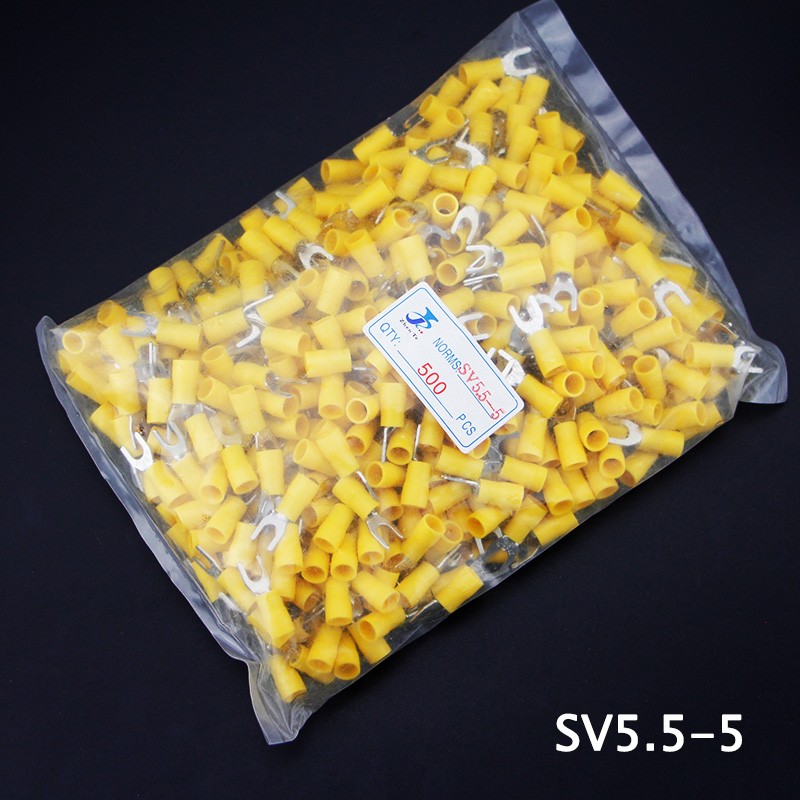 1000pcs SV 1.25 2 3.5-(3 4 5 6) Insulated Wire Terminals Electrical Lug Crimp Terminal 1.5-2.5mm-4mm 16-14 awg