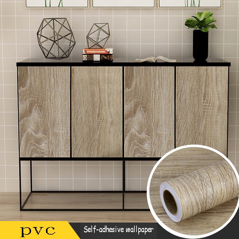 Wood Grain Stickers Wardrobe Cabinet Table Furniture Renovation Wallpaper Self-adhesive Waterproof Wall Papers Home Decor