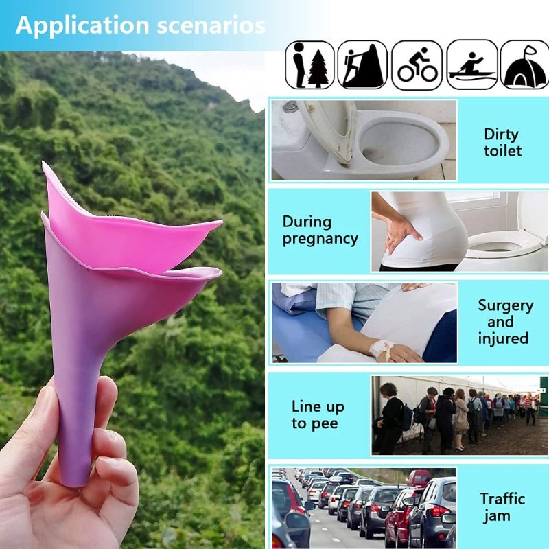 Female Urinal Pee Portable Travel Camping Urinal for Women Soft Silicone Disposable Paper Urination Device Stand Up & Pe