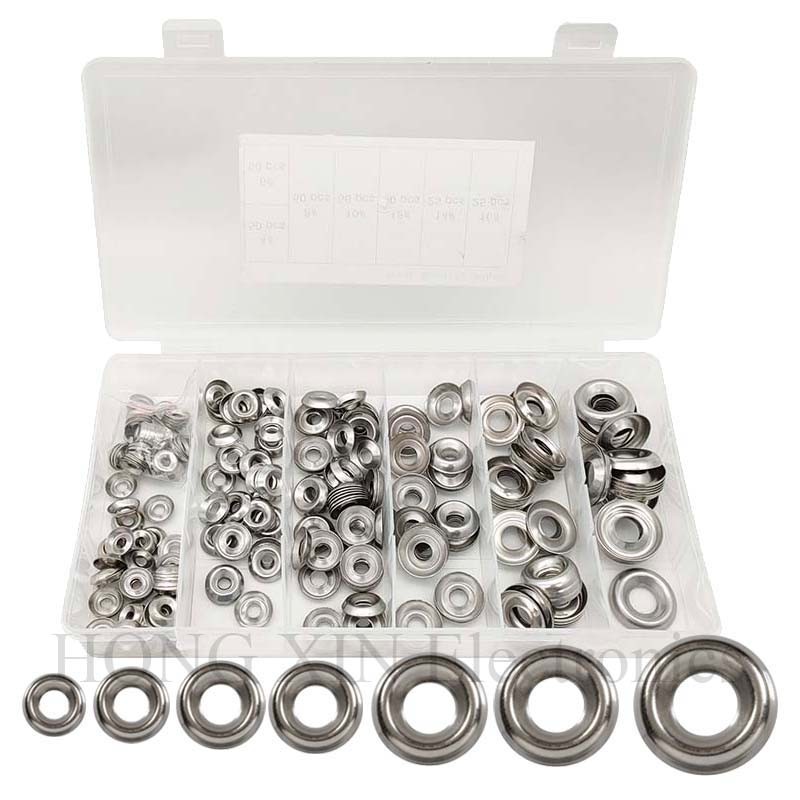 280pcs Submersible Finishing Cup Washer Assortment Set 304 Stainless Steel 4# 6 # 8 # 10 # 12 # 14 # 16 # Lid Head Gasket Washer